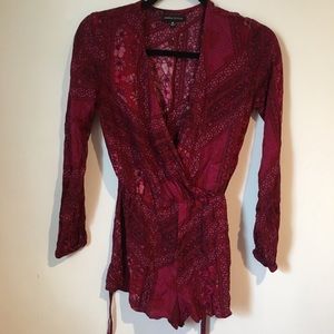 Burgundy Floral Romper